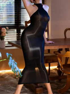 Lingerie Collants Bas résille Noirs Soyeux Brillants Sans Bretelles Bas Résille Doux et Soyeux Dos Dos