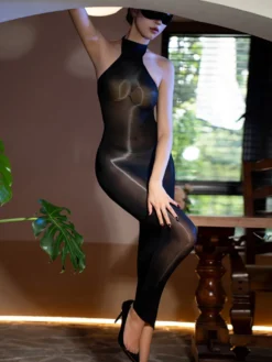 Lingerie Collants Bas résille Noirs Soyeux Brillants Sans Bretelles Bas Résille Doux et Soyeux Dos Dos