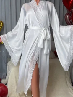 Lingerie de mariée pyjamas robes de chambre nuisettes blanches à lacets nuisettes d'intérieur