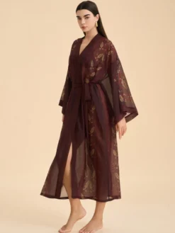 Lingerie de mariée pyjamas robes de chambre nuisettes imprimées abricot à lacets nuisettes d'intérieur