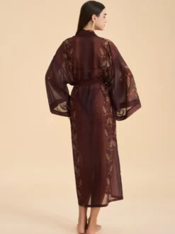 Lingerie de mariée pyjamas robes de chambre nuisettes imprimées abricot à lacets nuisettes d'intérieur