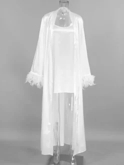 Lingerie de mariée pyjamas vêtements de nuit robes nuisettes d'intérieur en plumes blanches