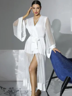 Lingerie de mariée pyjamas vêtements de nuit robes de chambre nuisettes blanches plissées d'intérieur nuisettes
