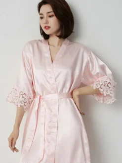 Lingerie de mariée pyjamas vêtements de nuit robes de chambre nuisettes roses en crochet nuisettes