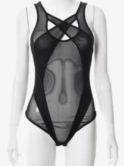 Lingerie en nuisette pour femme en patchwork violet transparent Nuisette sexy pour femme
