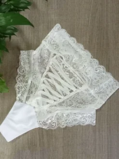 Lingerie Fendue Culotte sexy noire à lacets pour femmes sous-vêtements taille haute