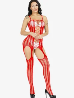 Lingerie Fendue Lingerie de mariage sexy en résille blanche avec découpes pour femmes