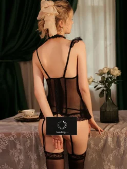 Lingerie Fendue Nounours Lingerie Noir Polyester Femme Nounours Sexy