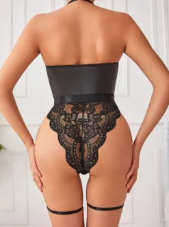 Lingerie Fermeture Éclair Femmes Noires Sexy Nounours Body