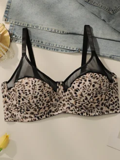 Lingerie grande taille bustiers couvrants imprimé léopard polyester sans coutures à armatures