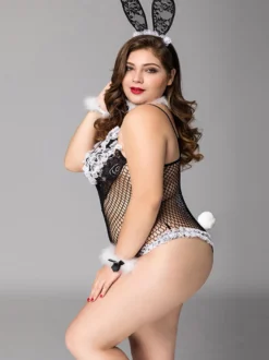 Lingerie grande taille costumes de lapin body résille pour femme