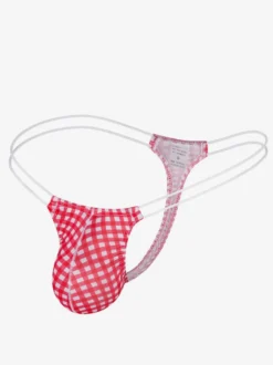 Lingerie pour homme sous-vêtements sexy culotte string à carreaux cyan