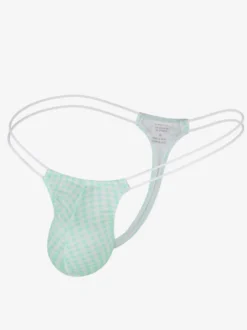 Lingerie pour homme sous-vêtements sexy culotte string à carreaux cyan