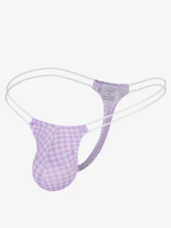 Lingerie pour homme sous-vêtements sexy culotte string à carreaux cyan