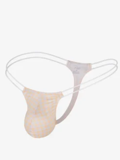 Lingerie pour homme sous-vêtements sexy culotte string à carreaux cyan