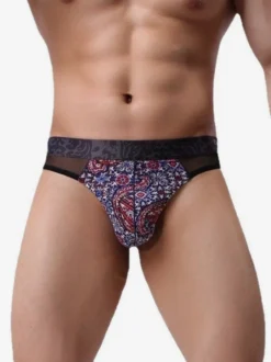 Lingerie pour homme sous-vêtements sexy culotte bleue imprimée string imprimé