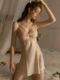 Lingerie Sexy Nuisettes Rose Volants Sheer Polyester Sexy