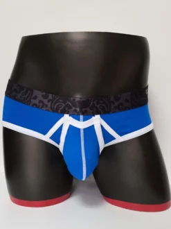 Lingerie sexy pour homme culotte slip string en coton bleu uni