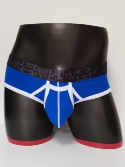 Lingerie sexy pour homme culotte slip string en coton bleu uni