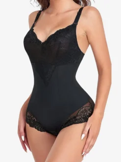 Lingerie Shapewear Noir 1 Pièce Sans Manches Dos Nu Col V Dentelle