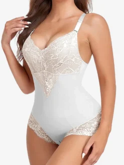 Lingerie Shapewear Noir 1 Pièce Sans Manches Dos Nu Col V Dentelle
