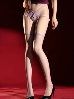 Lingerie transparente collants bas en dentelle brillants bas cuissardes