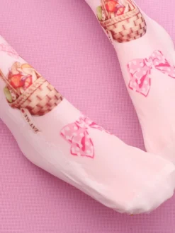 Lolita Bas doux fraise rose Velvet Imprimé 2026 Lolita Chaussettes à genou Déguisements Halloween