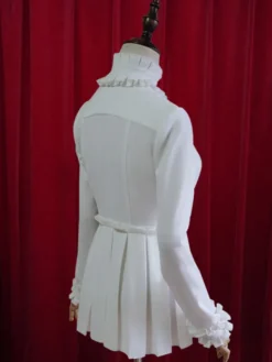 Lolita blanc Blouse plissée coton Chic chemisier pour femmes Déguisements Halloween