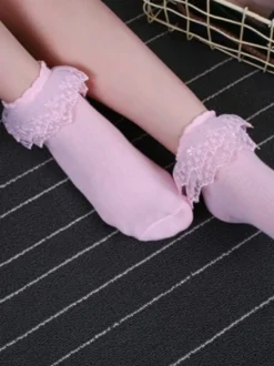Lolita Chaussettes doux blanc coton 2026 dentelle Déguisements Halloween