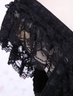 Lolita JSK Robe à Bretelle Noir Avec Noeud En Dentelle Déguisements