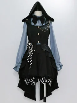 Lolita Specials Lolita Top Gilet Costumes Gothique Noir Sans Manches Nœuds Boutons