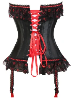 Magnétique bustier sexy en satin noir avec noeud et lacets