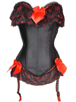 Magnétique bustier sexy en satin noir avec noeud et lacets