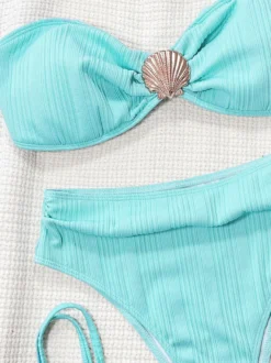 Maillot de bain bikini femme bleu ciel clair dos nu maillot de bain d'été sexy