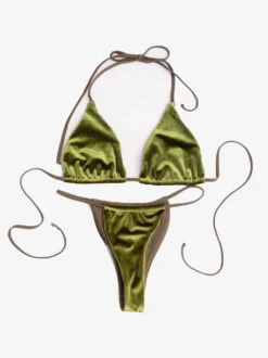 Maillot de bain bikini pour femme jaune à lacets dos nu maillot de plage d'été