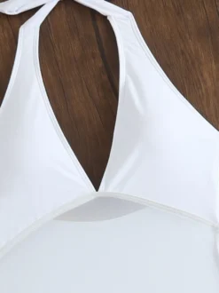 Maillot de bain deux pièces sexy asymétrique pour femme - Robe de bain dos nu en résille à volants avec bas de bikini - Idéal pour les pool parties d'été 2026
