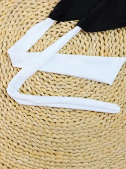 Maillot De Bain Femmes Bikini Noir Noué Irrégulière Taille Haute Été Sexy À Lacet