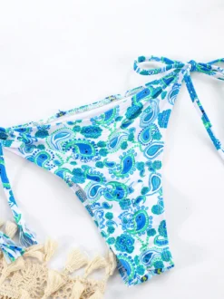 Maillot de bain 2 pièces bikini string à volants en dentelle imprimé bohème pour l'été 2026