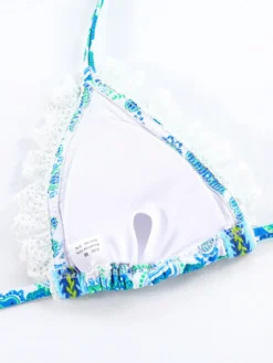 Maillot de bain 2 pièces bikini string à volants en dentelle imprimé bohème pour l'été 2026
