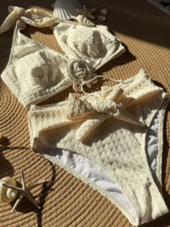 Maillot de bain 2 pièces bohème uni pour l'été 2026