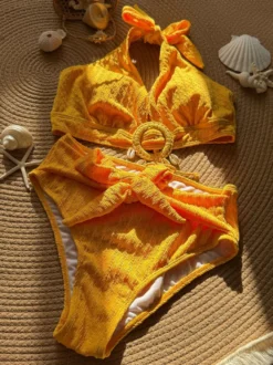 Maillot de bain 2 pièces bohème uni pour l'été 2026