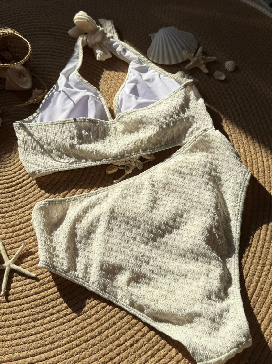 Maillot de bain 2 pièces bohème uni pour l'été 2026