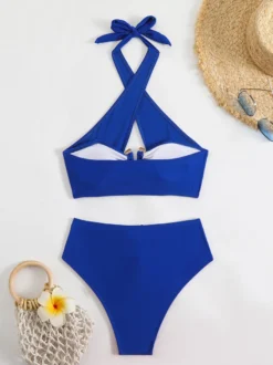 Maillot de bain 2 pièces croisé devant bikini dos nu été 2026