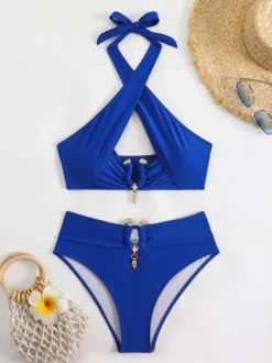 Maillot de bain 2 pièces croisé devant bikini dos nu été 2026