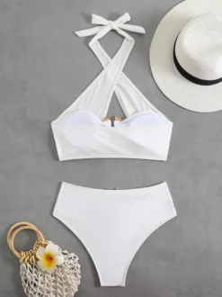 Maillot de bain 2 pièces croisé devant bikini dos nu été 2026