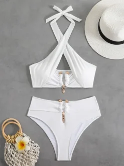 Maillot de bain 2 pièces croisé devant bikini dos nu été 2026