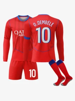 Maillot de football manches longues 25/26 n° 14 Doué n° 10 Dembélé hakimi n° 2 ensemble 3 pièces pour adultes et enfants