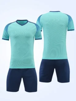 Maillot de football personnalisé à manches courtes et col en V avec blocs de couleurs