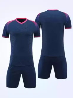 Maillot de football personnalisé à manches courtes et col en V avec blocs de couleurs