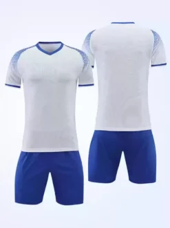 Maillot de football personnalisé à manches courtes et col en V avec blocs de couleurs